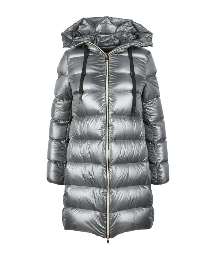 Annie Paris Long Puffer Jacket - Grey