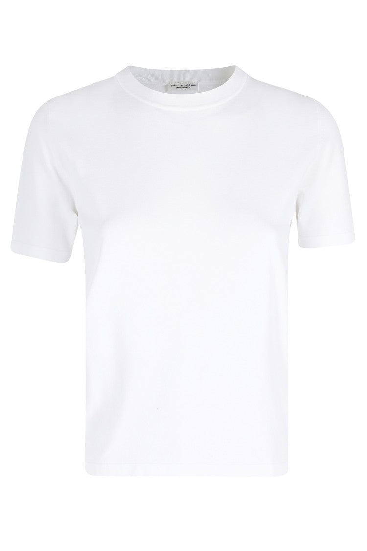 Roberto Collina Bianco Ribbed Trim Viscose-Blend Crewneck T-Shirt