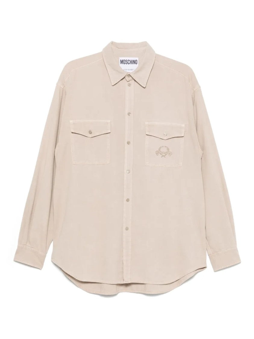 Moschino White Tailored Structured Collar Buttoned Shirt