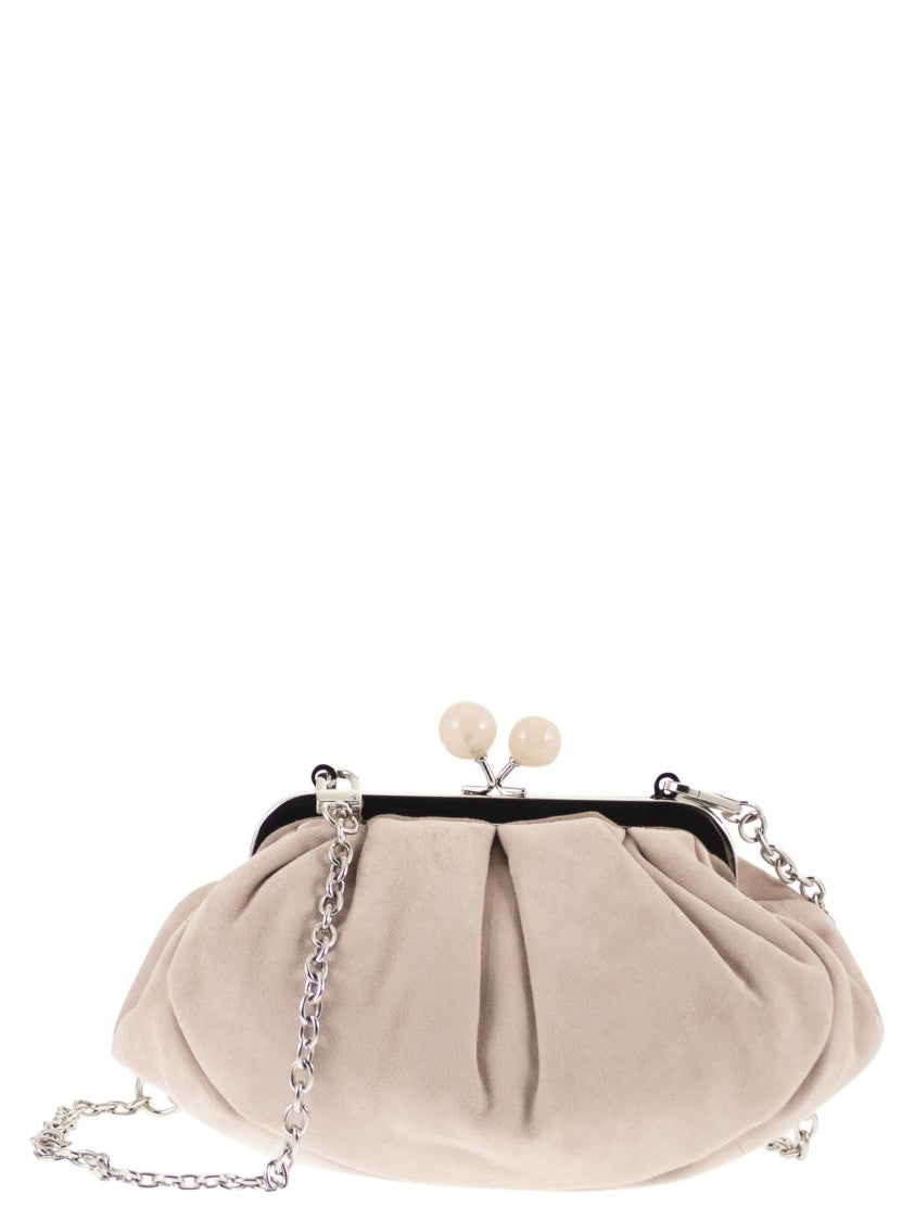 Max Mara Gathered Pleated Clutch Bag In Soft Suede Leather