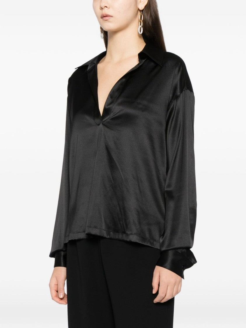 Tom Ford Plunging V-Neck Silk-Elastane Blend Shirt