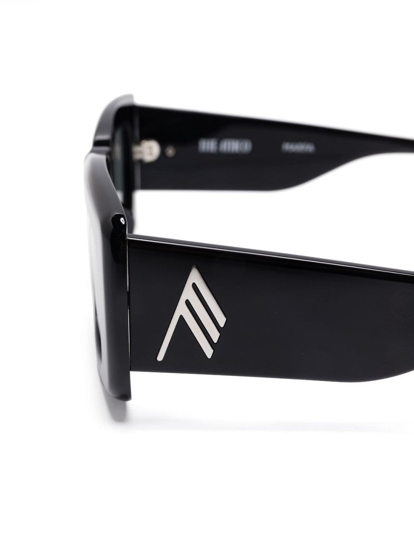 The Attico Black Rectangular Sunglasses With Glossy Finish