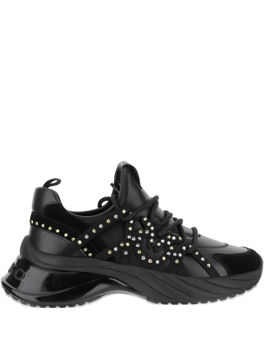 Pinko Sole Black Sneakers With Textured Accents