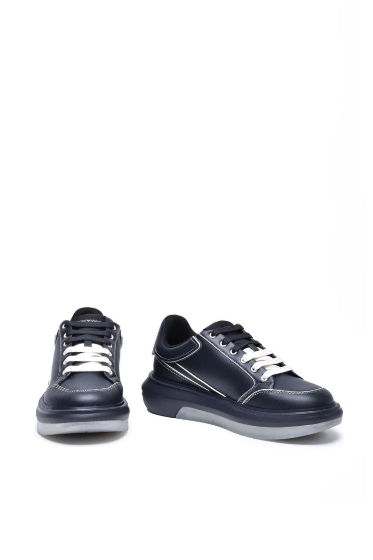 Emporio Armani Sneakers Leather Laces - Blue