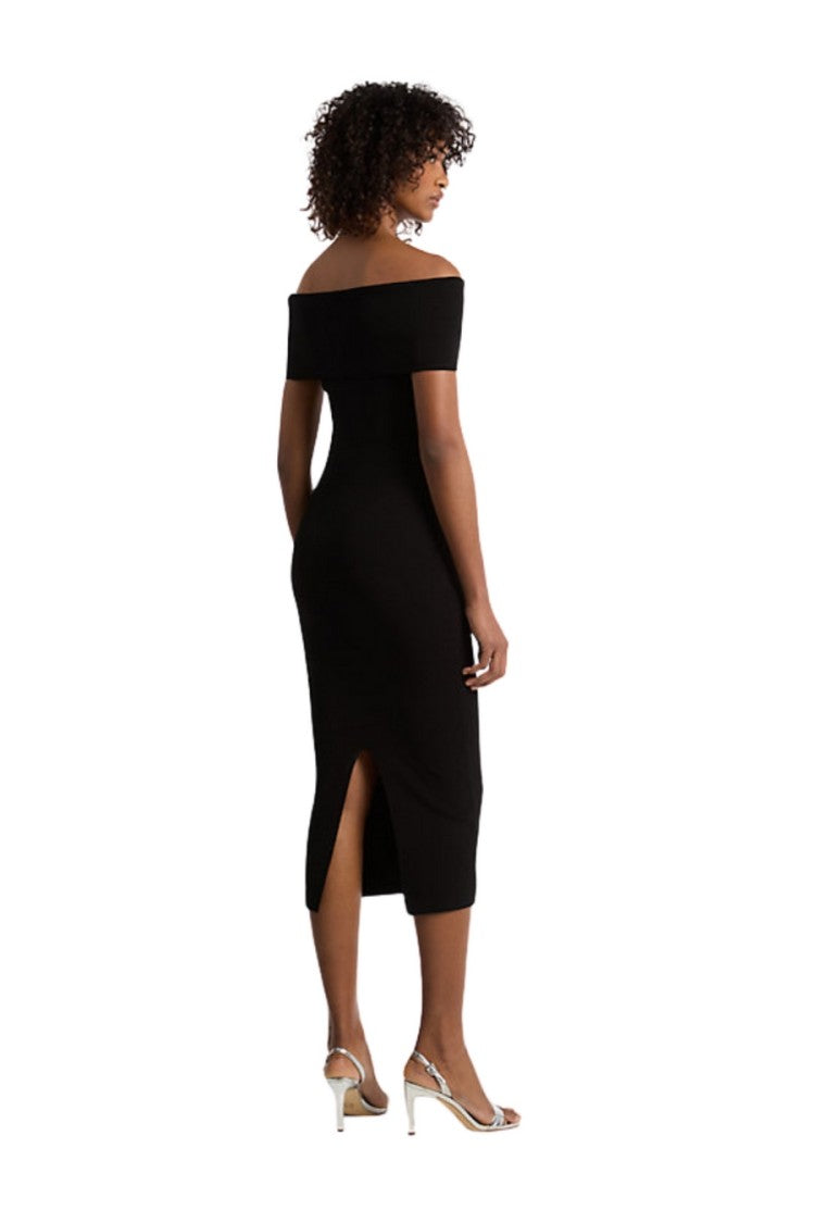Michael Kors Off-The-Shoulder Black Midi Dress