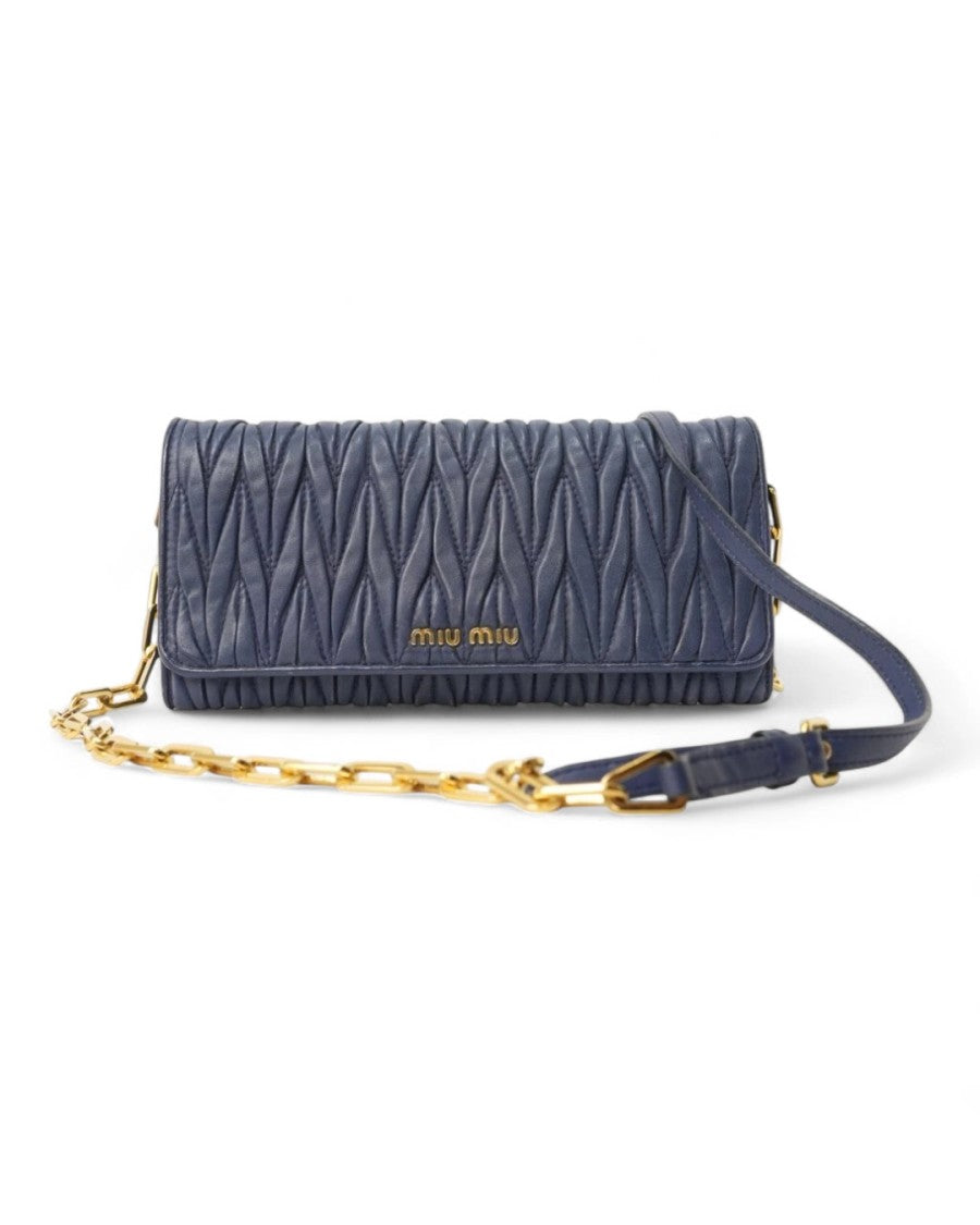 Miu Miu Wallet On Chain Embossed Blue
