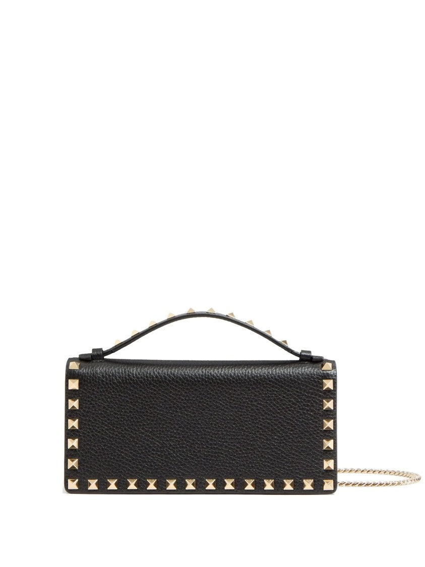 Valentino Wallet W/Strap Rockstud Textured Leather Chain
