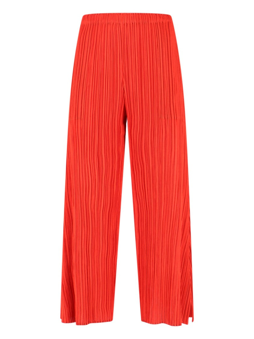Pleats Please Wide-Leg Cropped Trousers With Distinctive Pleated Texture