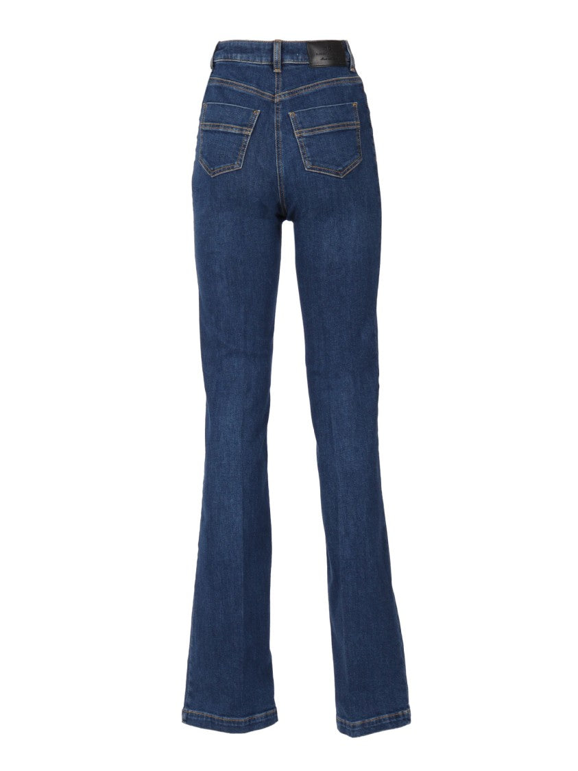 Elisabetta Franchi Flared High-Waisted Jeans With Decorative Button Detail
