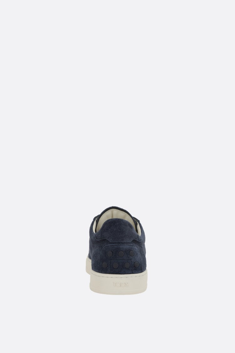 Tod's Deep Navy Suede Low-Top Sneakers With Off-White Sole