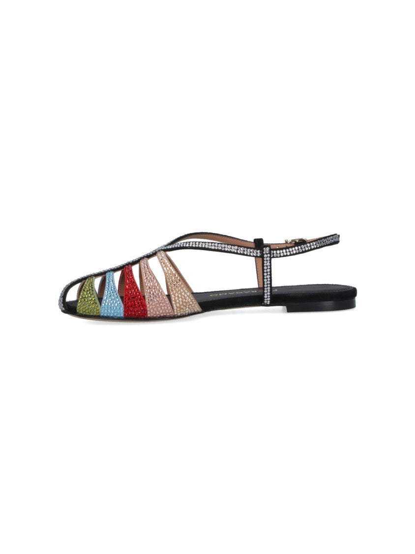 Ferragamo Playful Multicolour Strappy Sandals With Flat Sole