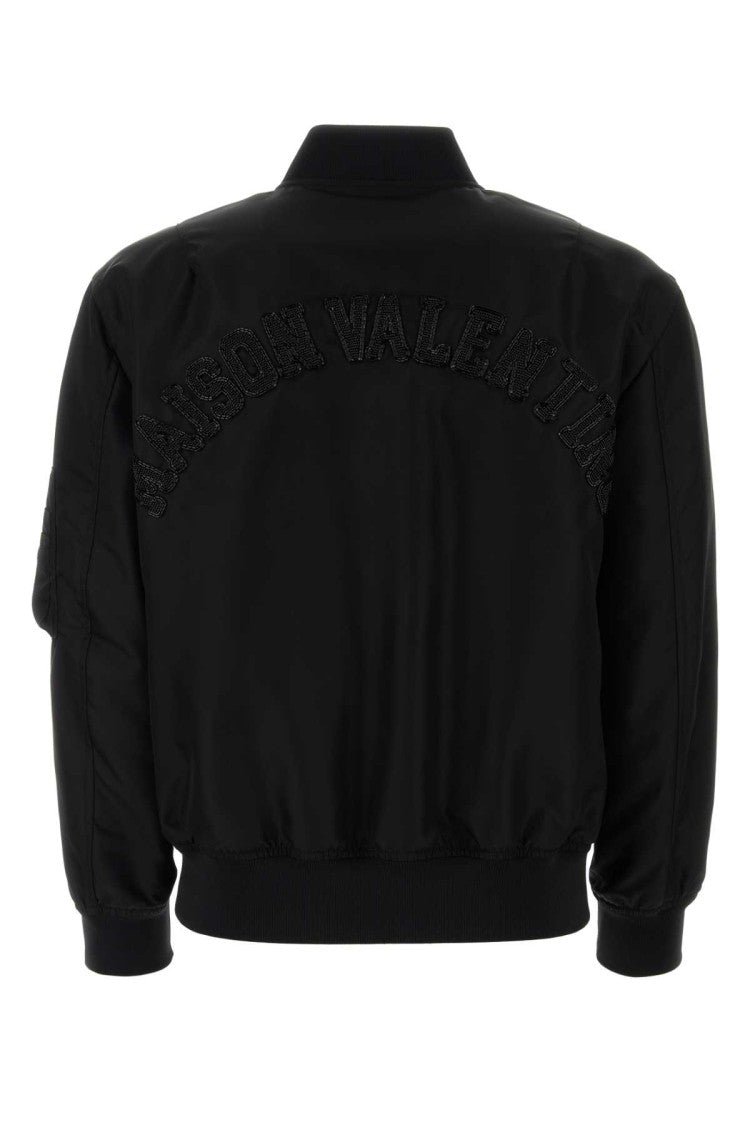 Valentino Garavani Black Nylon Bomber Jacket