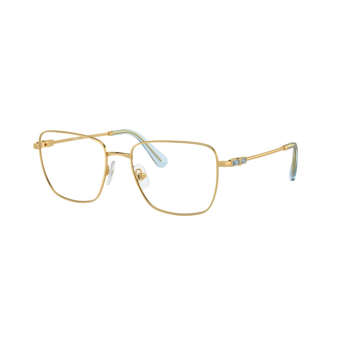 Swarovski 0Sk1003 Thin Gold-Toned Metal Sunglasses With Light Blue Accents