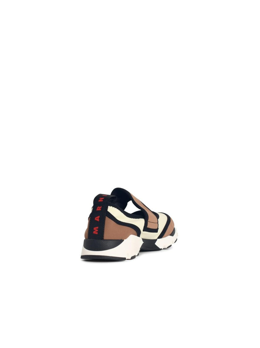 Marni 'Running Mary Jane' Sneakers In Brown And Cream Fabric