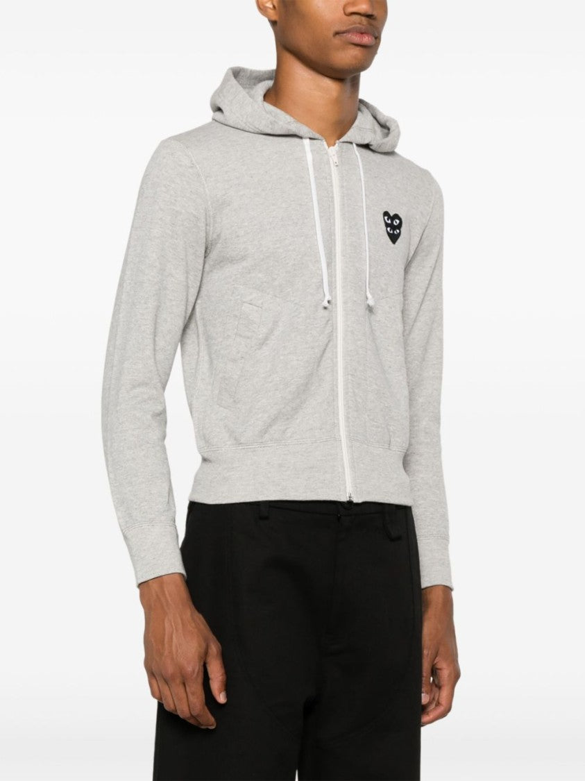 Comme Des Garçons Zip-Up Hoodie With Distinctive Embroidered Heart Emblem