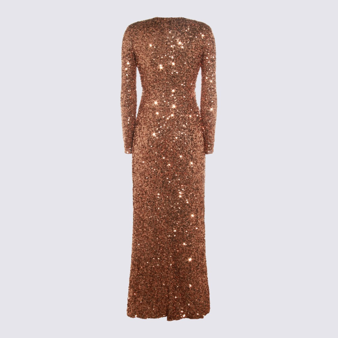 Elisabetta Franchi Bronze Long-Sleeve Maxi Dress