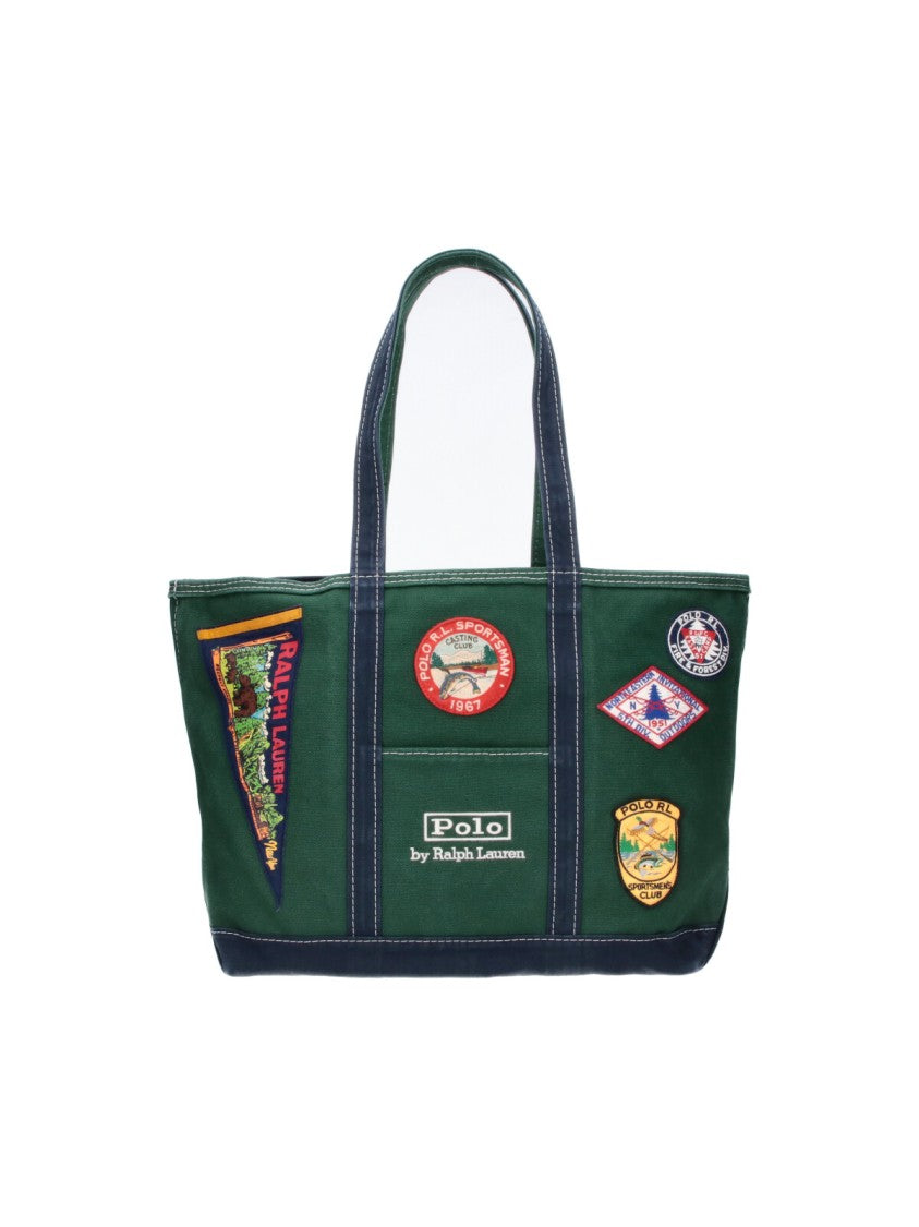 Polo Ralph Lauren Green Logo Canvas Zip Tote Bag