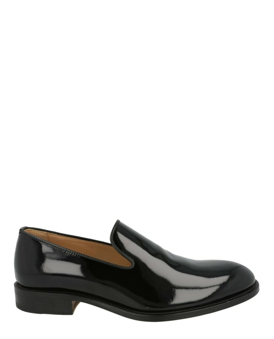 Brioni Glossy Patent Leather Loafers With Block Heel