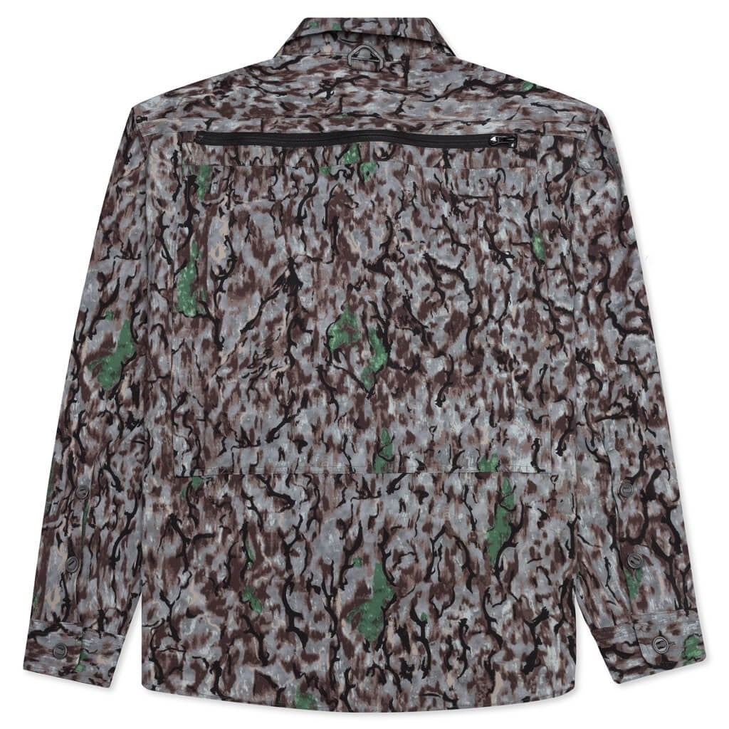 South2 West8 Abstract Camouflage Long-Sleeve Shirt With Utility Pockets