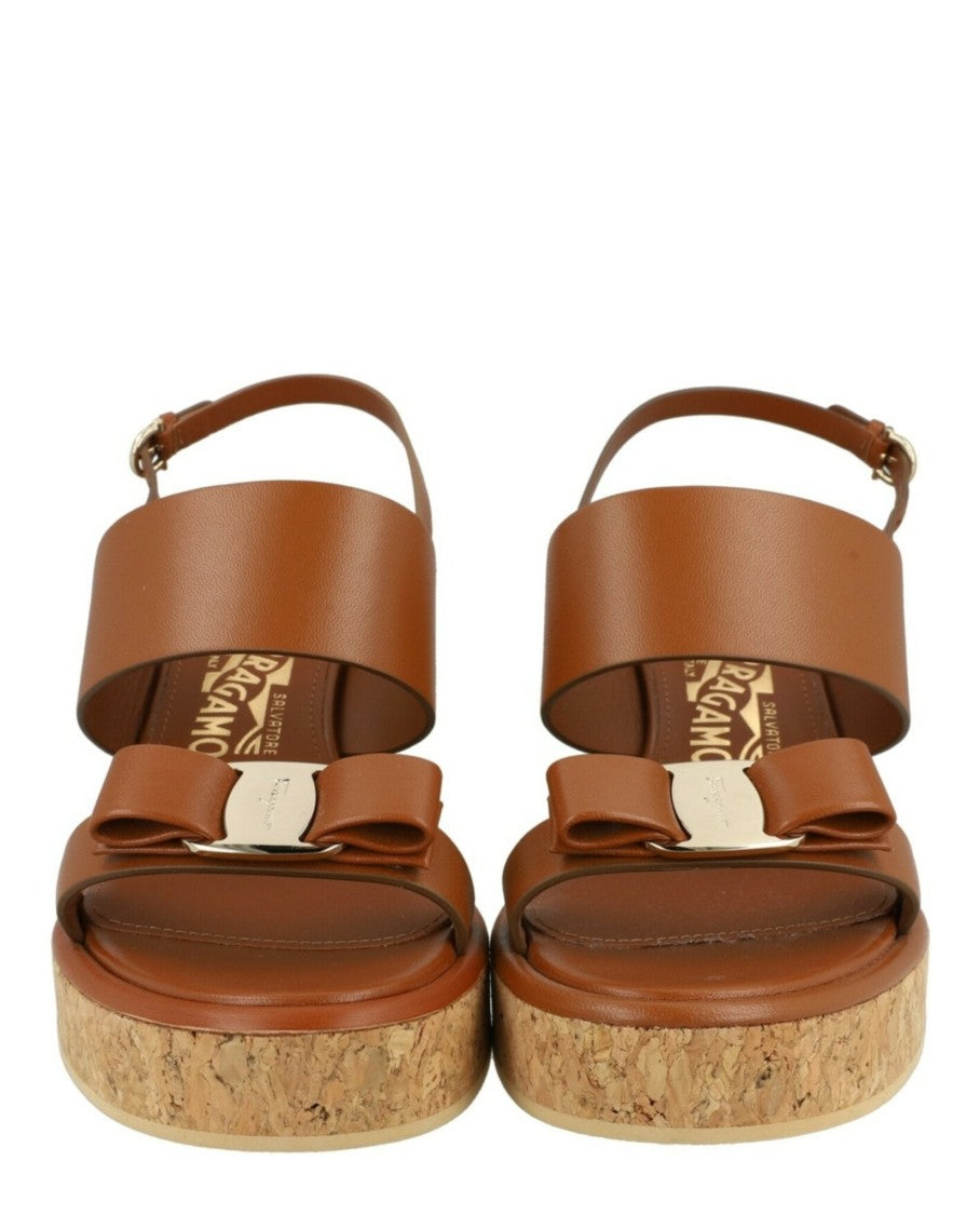 Ferragamo Giudith Leather Wedge Sandals