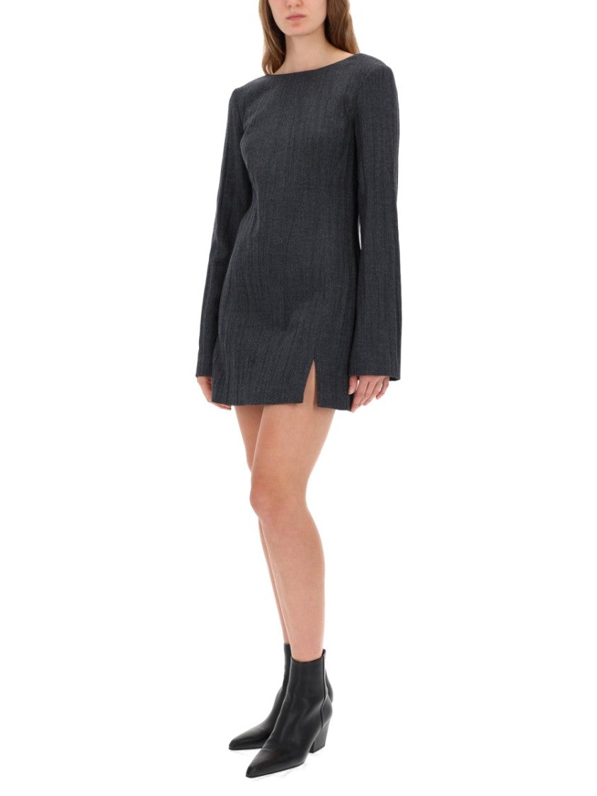 Our Legacy Fitted Mini Dress With Deep Scoop Back And Ribbed Texture