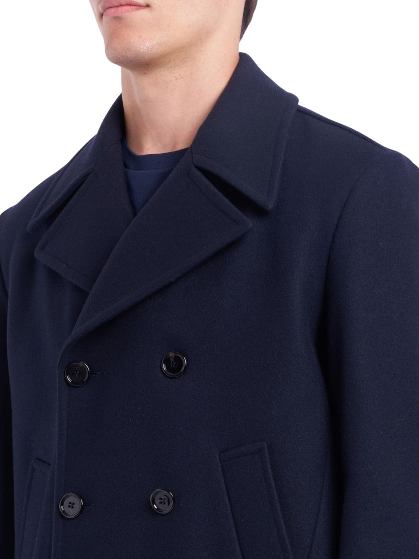 Dondup Double-Breasted Wool-Cashmere Jacket With Notched Lapel