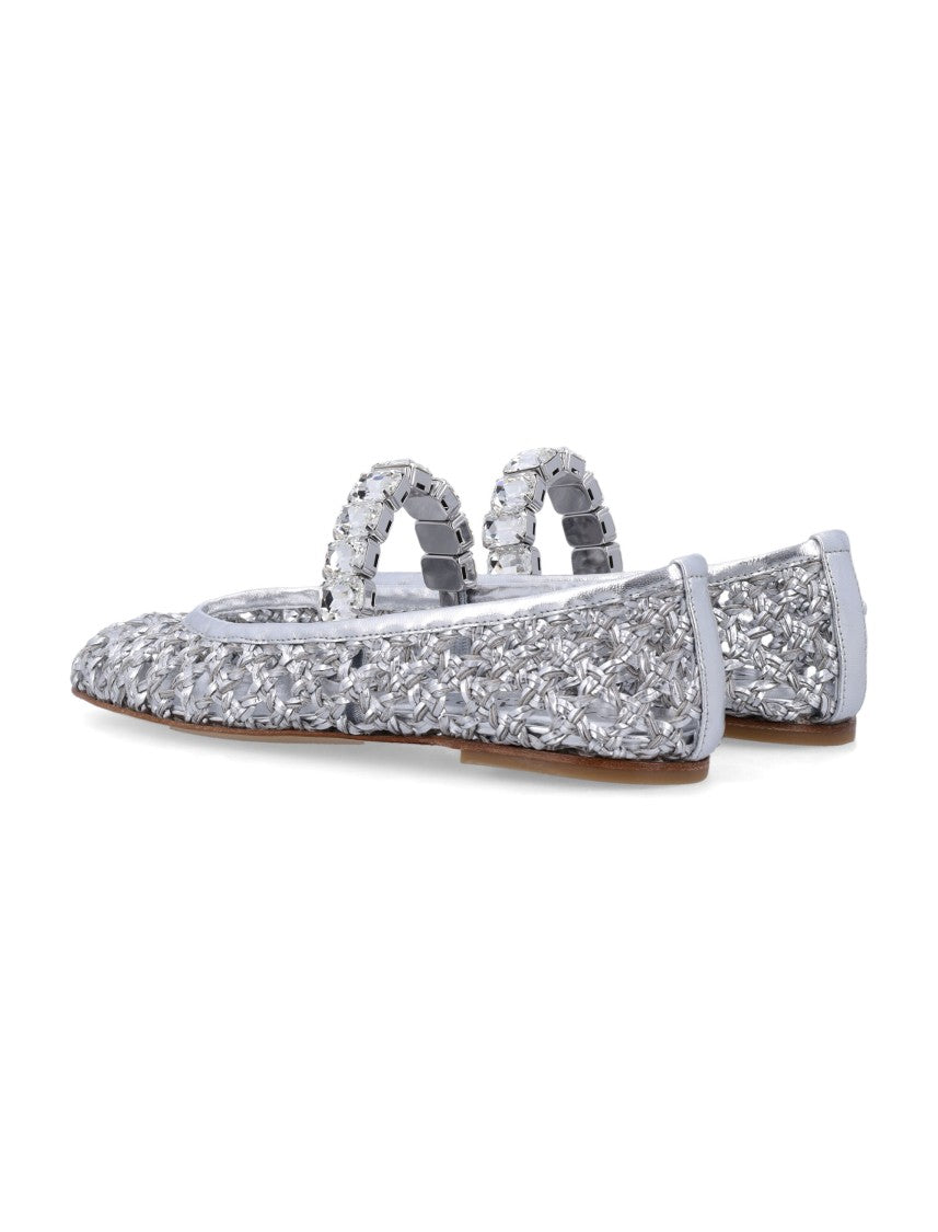 Casadei Delicate Woven Ballet Flats With Embellishments