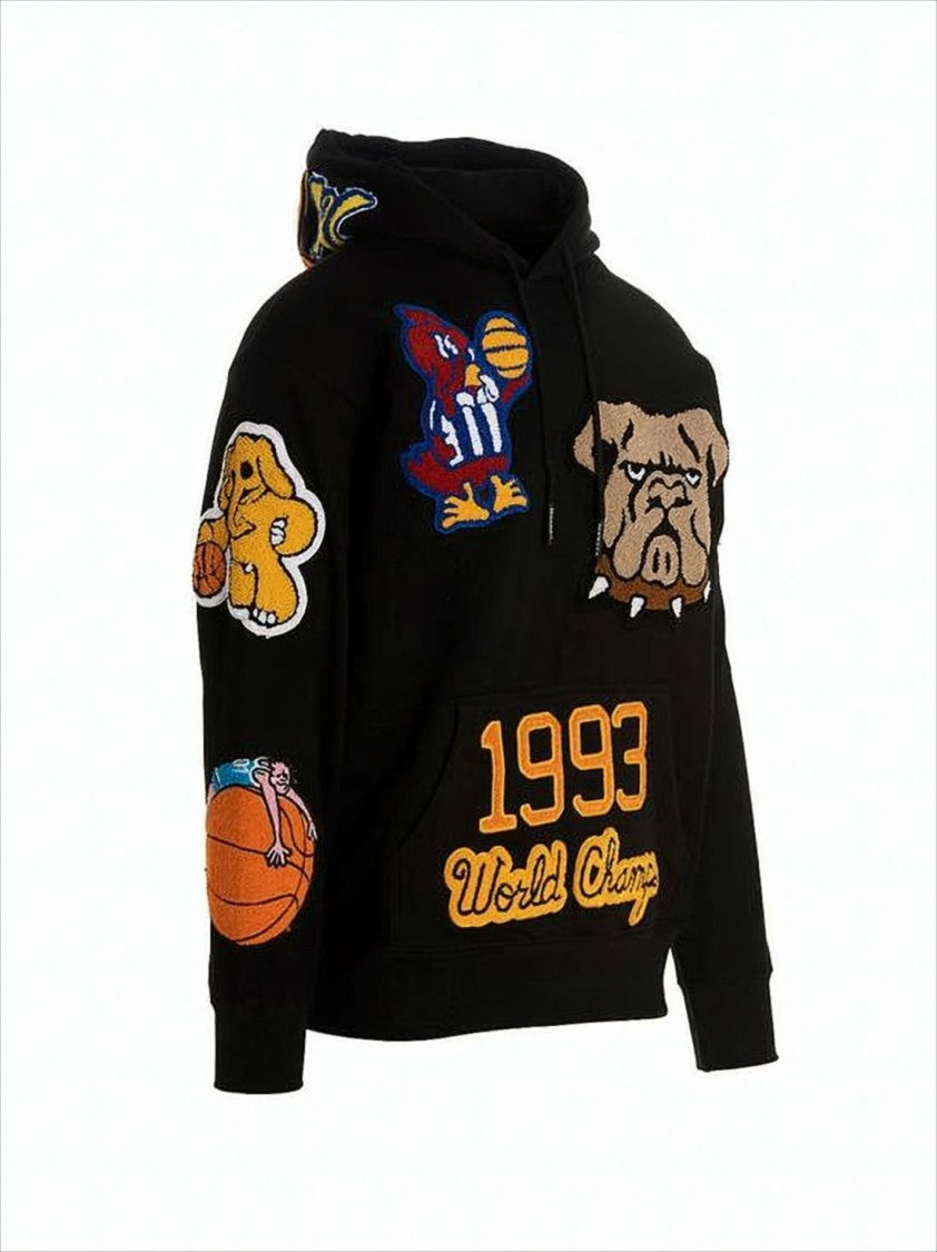 Market Relaxed-Fit Black Hoodie With Embroidered Patches