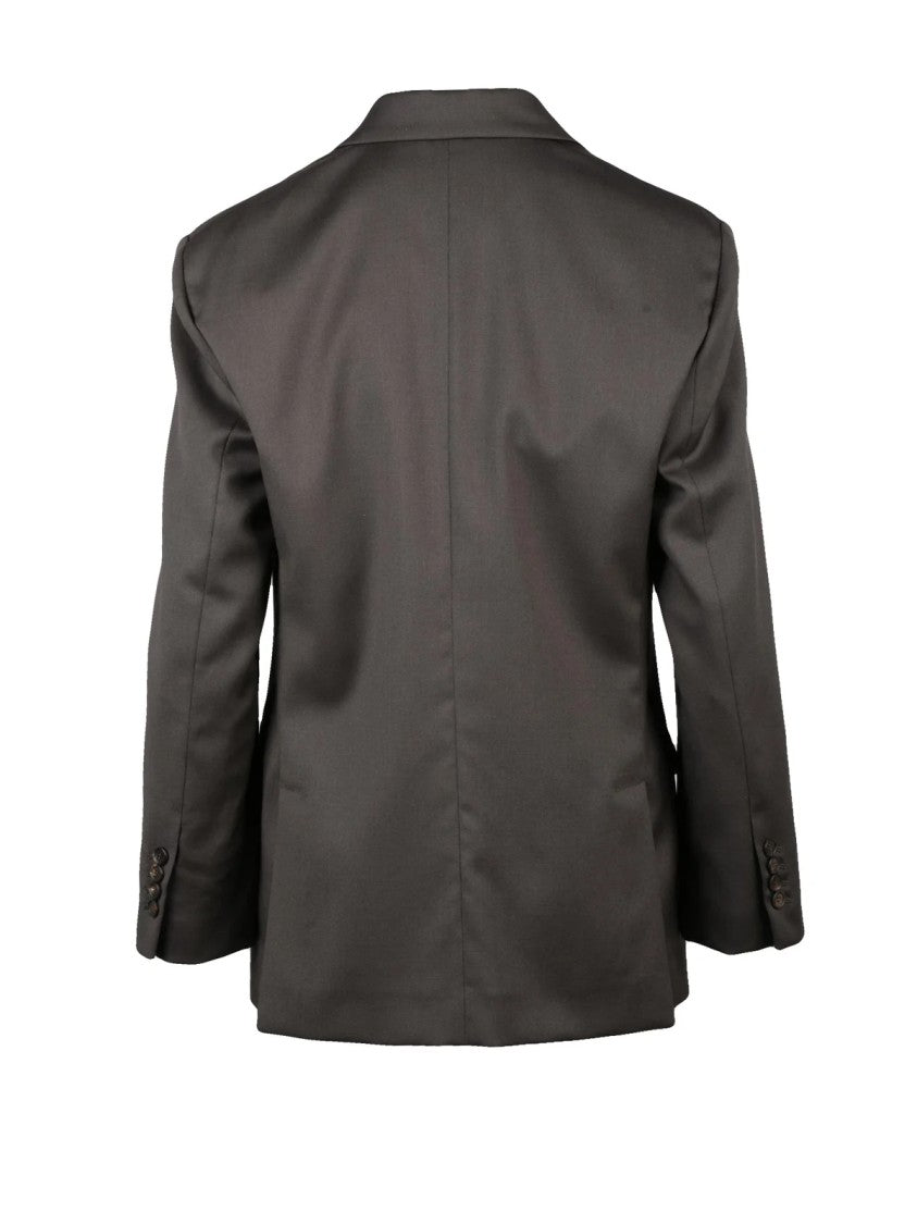 Brunello Cucinelli Brown Wool-Blend Rounded Jacket