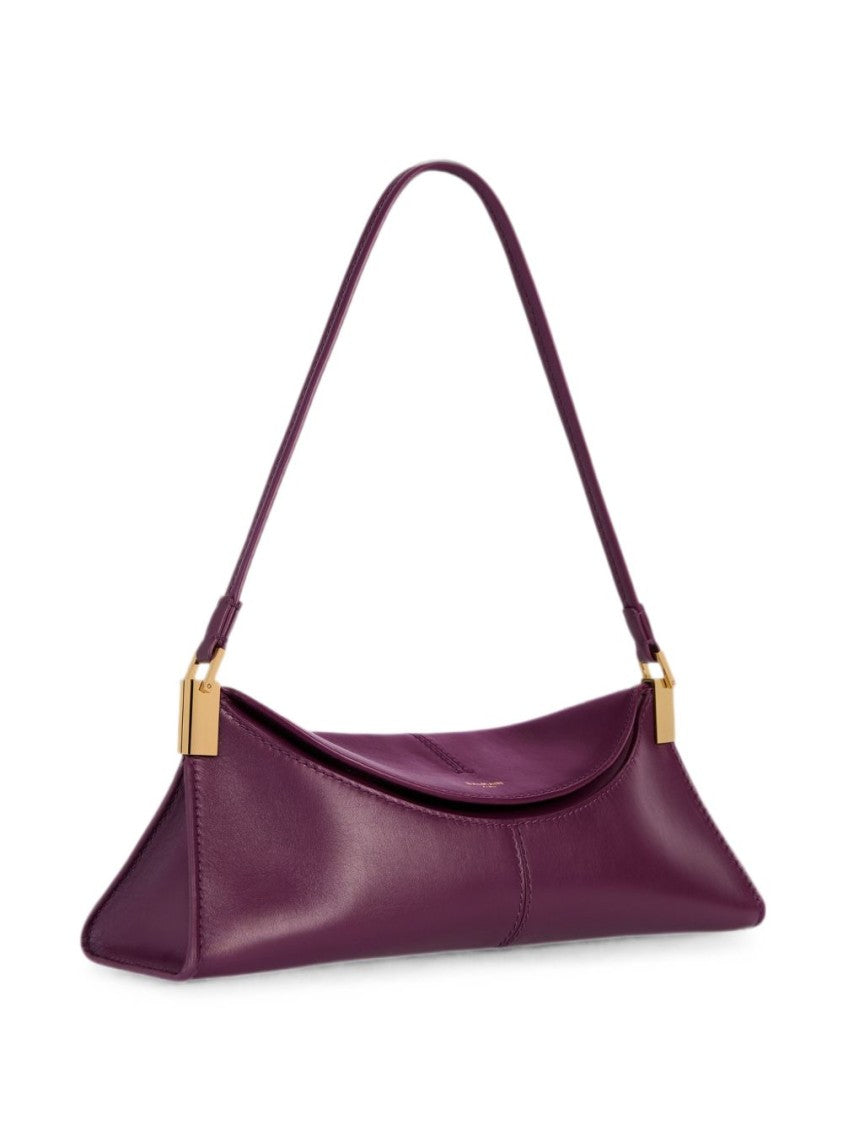 Balmain Deep Plum Triangular Leather Handbag
