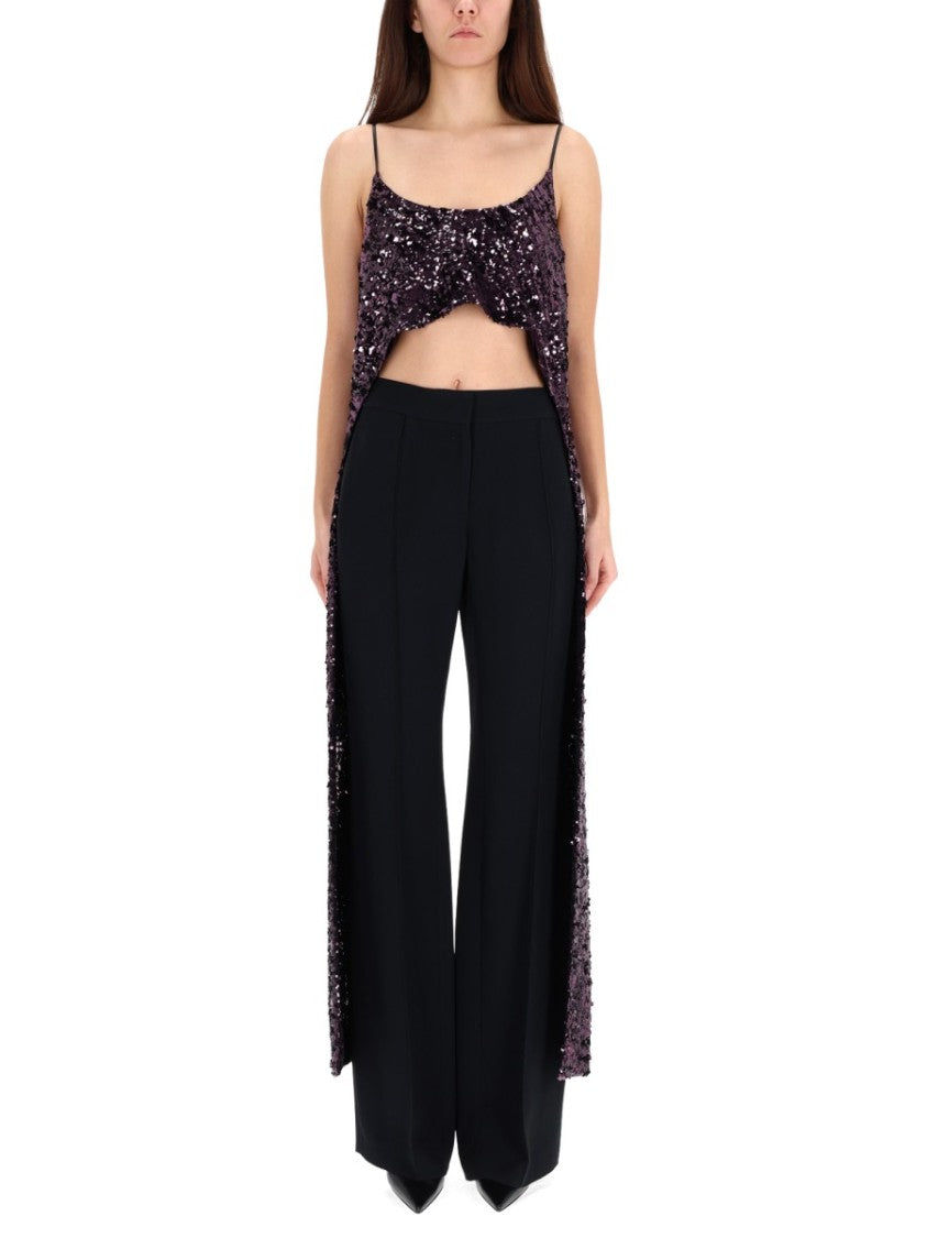 Rabanne Sequined Cropped Draped Tank Top