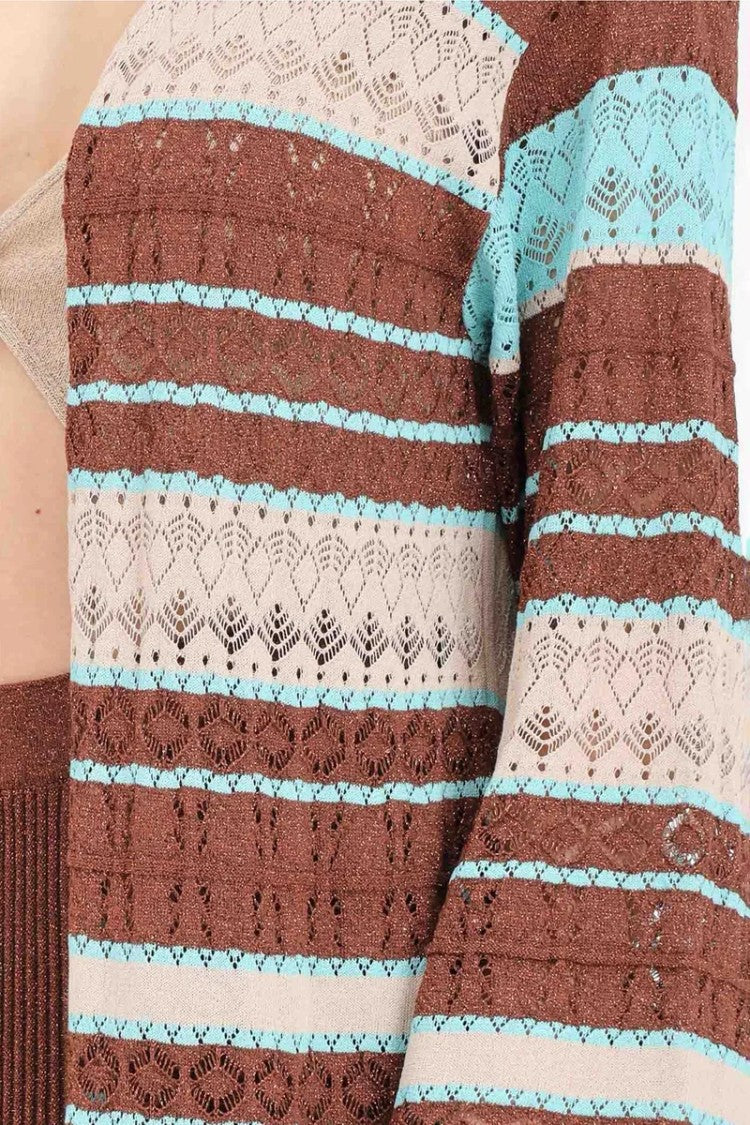 Akep Viscose/Polyester Cardigan - Brown/Beige