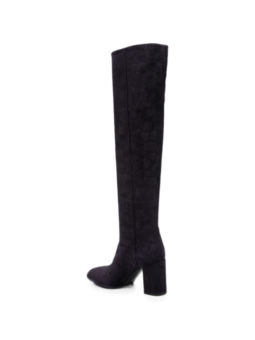 Le Silla Croc-Effect Suede Boots - Blue