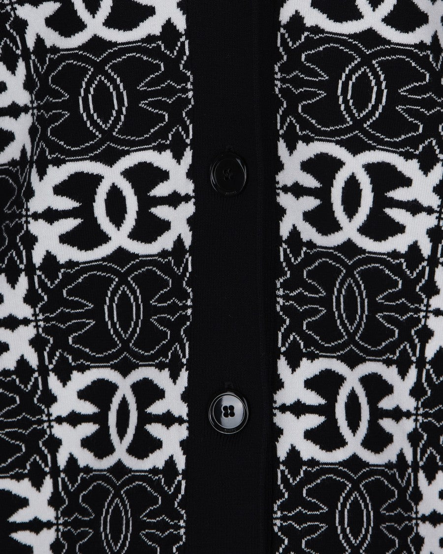 Pinko Cardigan Logo Jaquard Nero