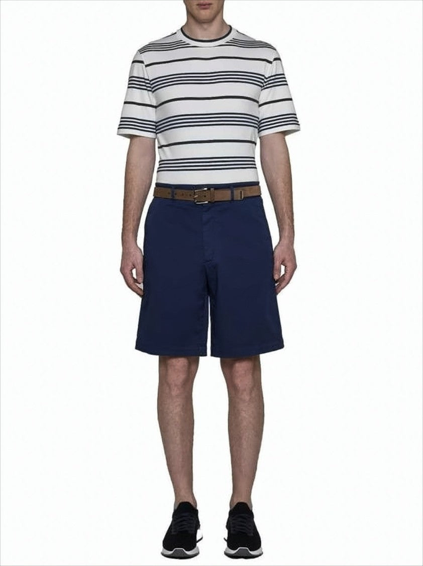 Brunello Cucinelli Tailored Blue Shorts With Flat Front