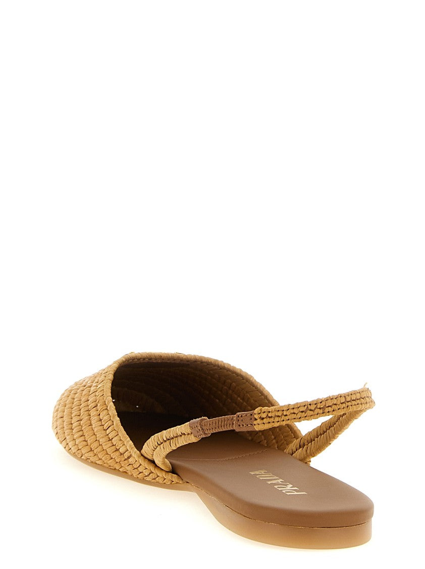 Prada Crochet Viscose Slingbacks With Enameled Logo