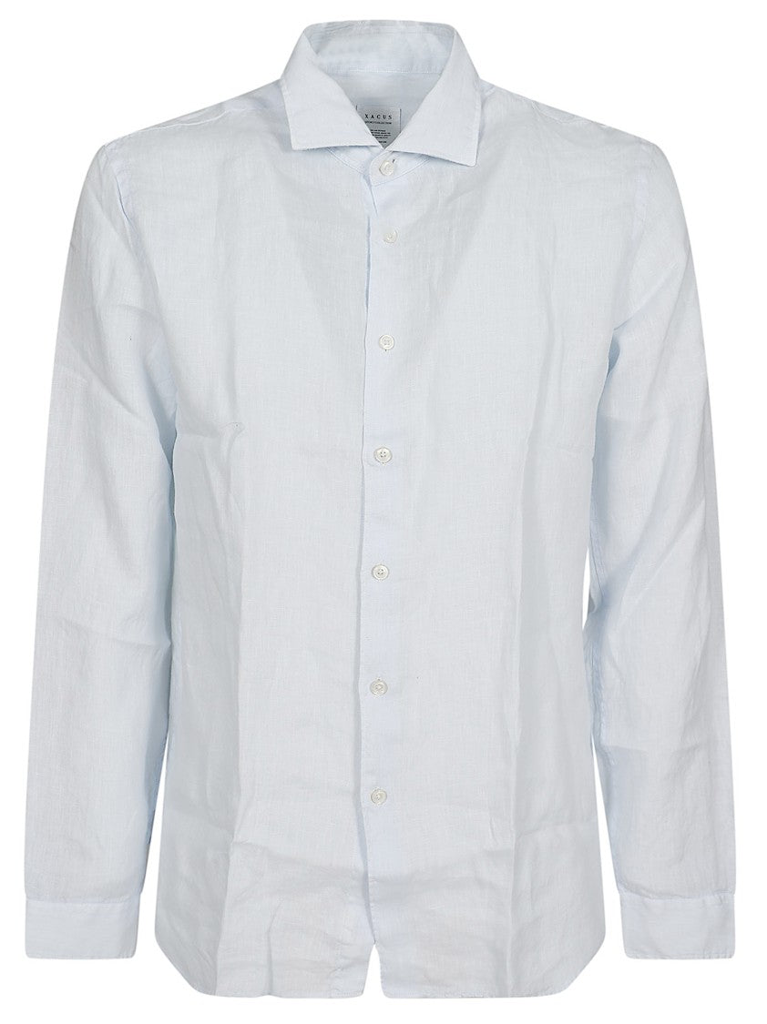 Xacus Long-Sleeve Linen Shirt With Button-Down Front And Pointed Collar