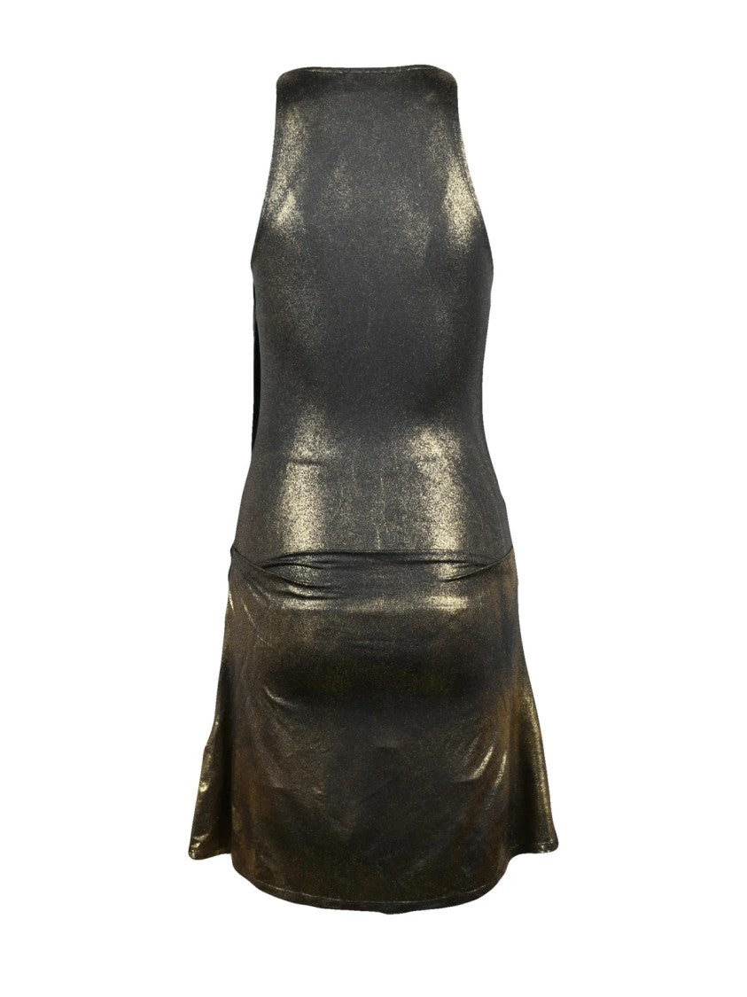 Diesel Gold Metallic Lycra Mini Dress