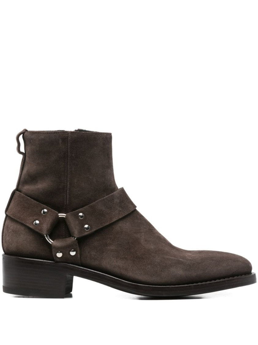 Premiata Dark Brown Block Heel Side Zip Boots