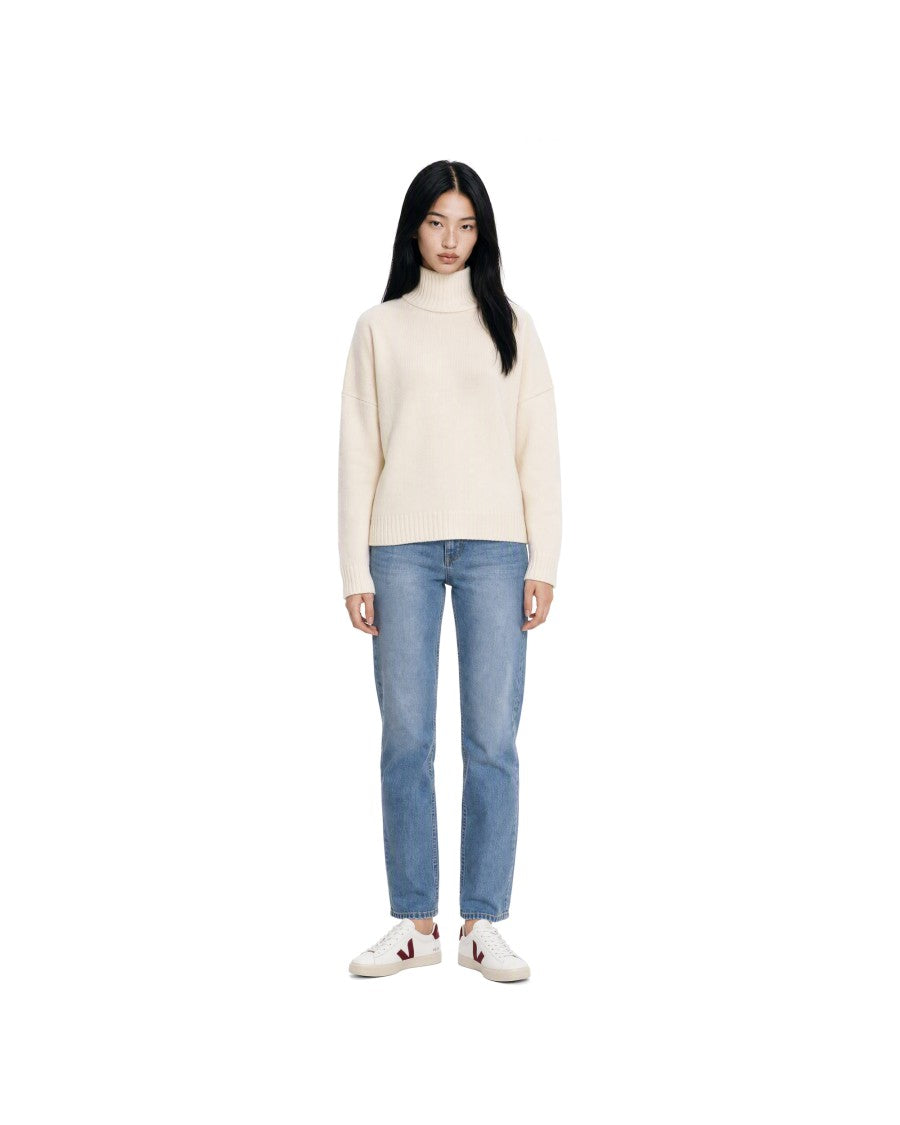 Max Mara Cream Virgin Wool High-Neck Sweater