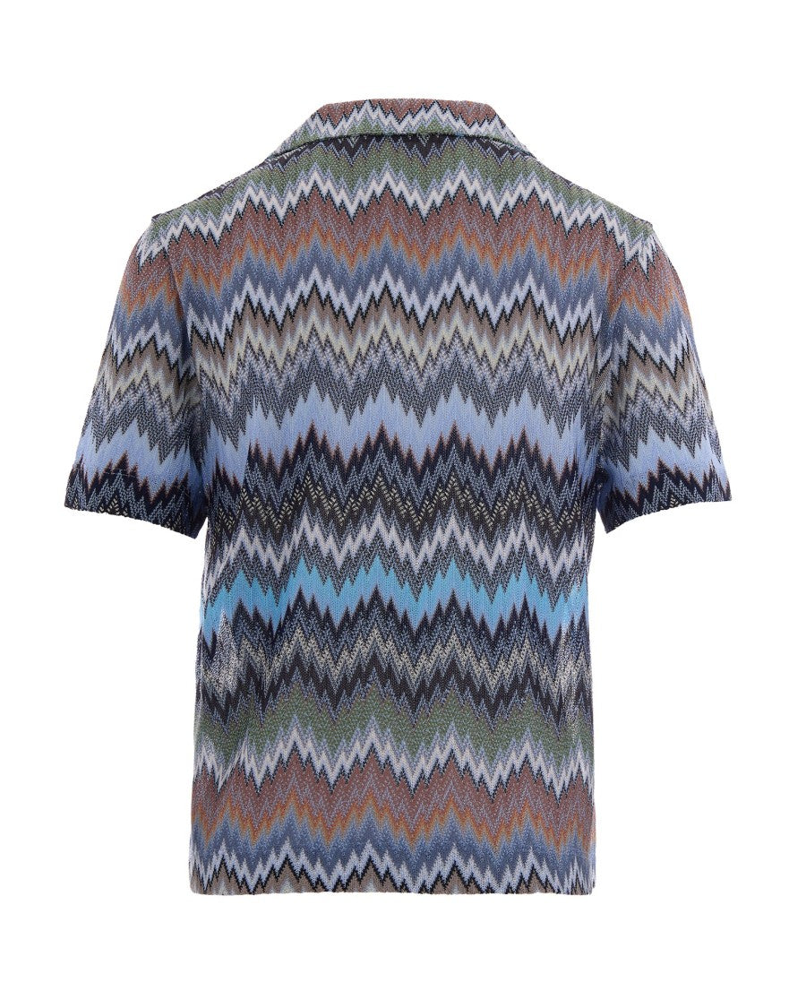 Missoni Chevron Viscose Bowling Shirt With Snakeskin Motif