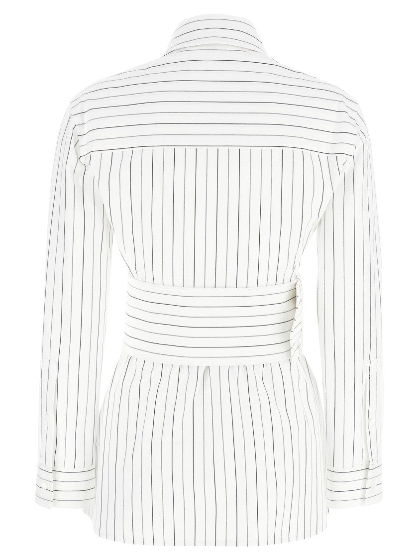 Burberry Striped Cotton Shirt With Removable Belt