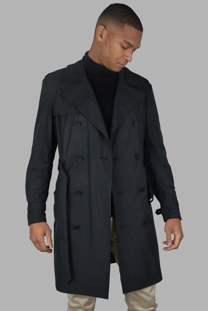 Valentino Garavani Double-Breasted Black Trench Coat With Tailored Waist