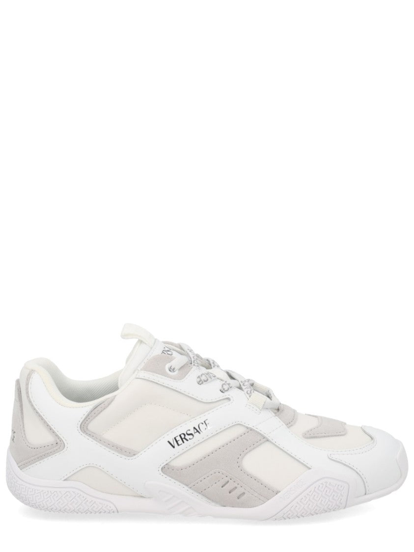 Versace White Galaxia Layered Calf Leather Sneakers