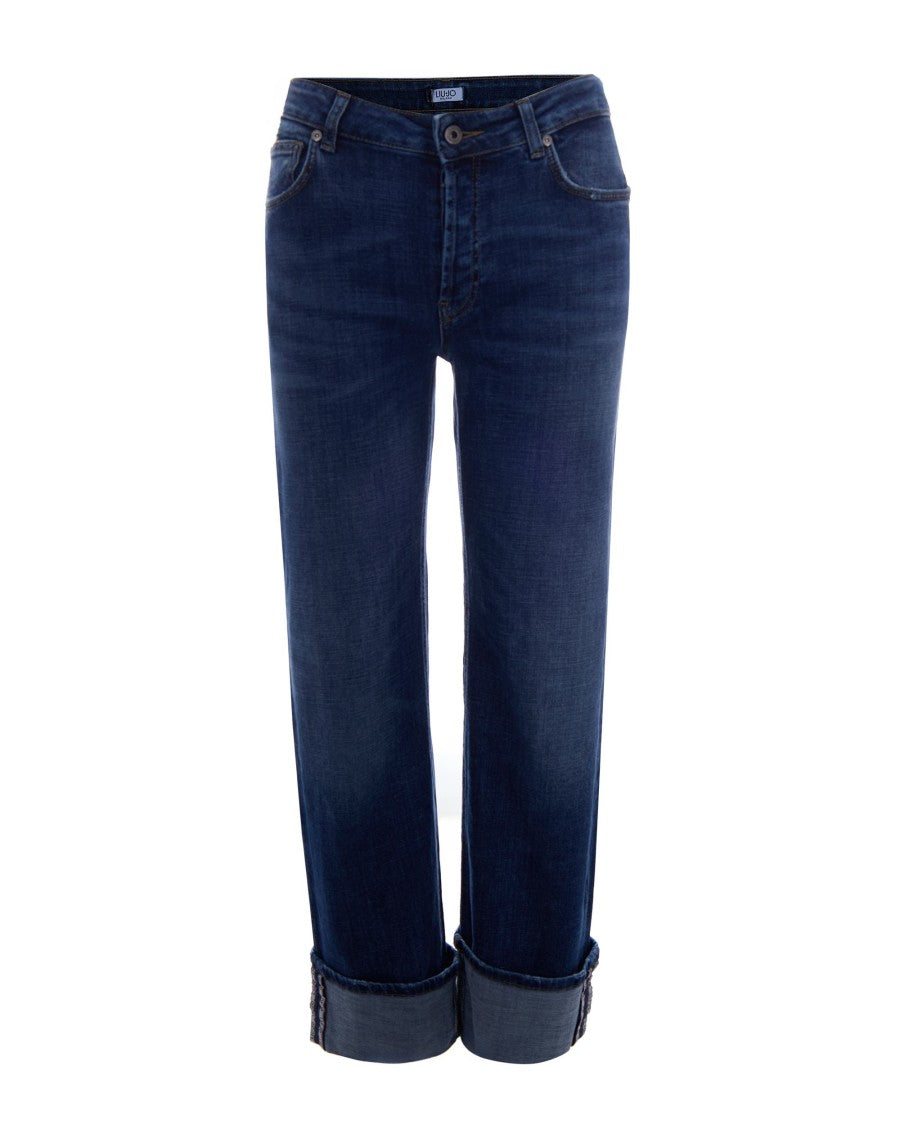 Liu Jo Stonewash Stretch Denim Jeans With Cuffed Hem