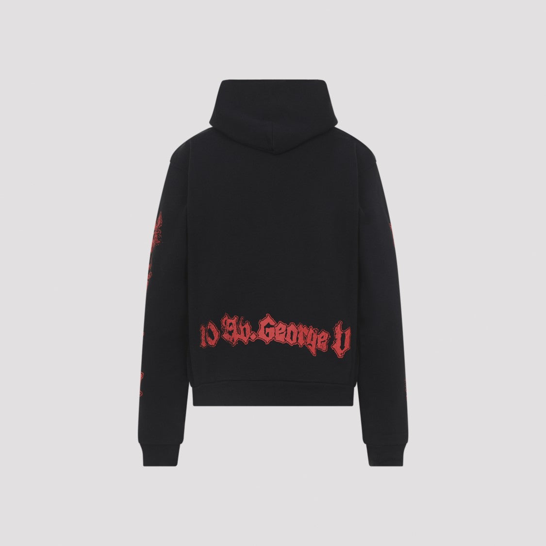 Balenciaga Hooded Black Cotton Sweatshirt With Gothic Typography