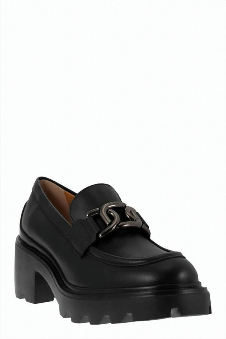 Tod's Chunky Leather Loafers With Prominent Metal Chain Detail