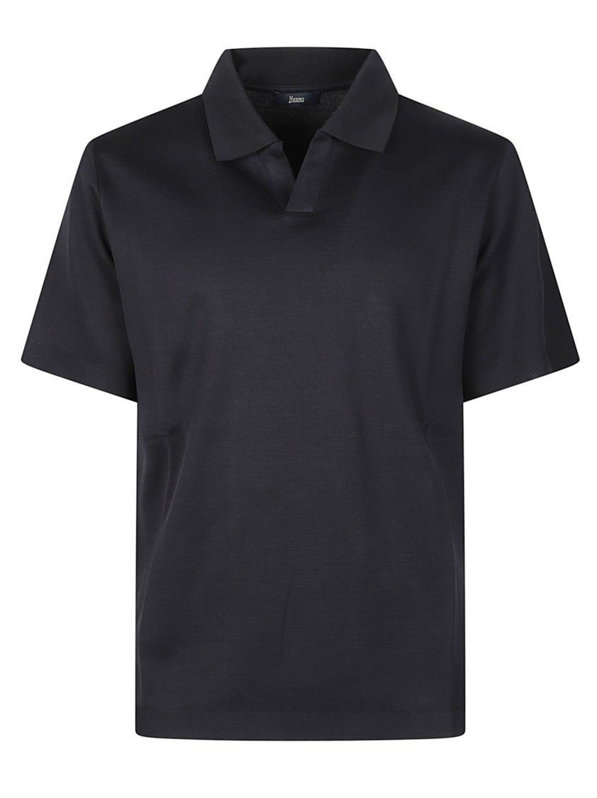 Herno Black Cotton Minimalist Polo Shirt
