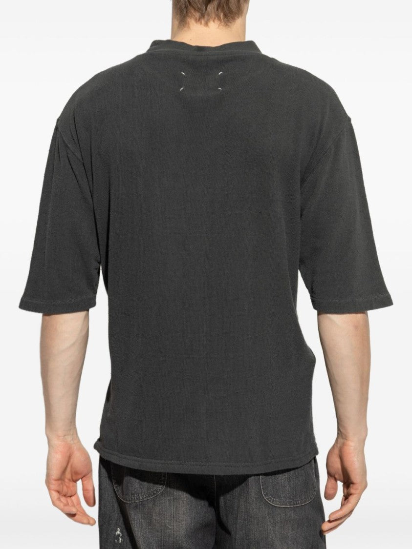 Maison Margiela Distressed Oversized Black Cotton T-Shirt
