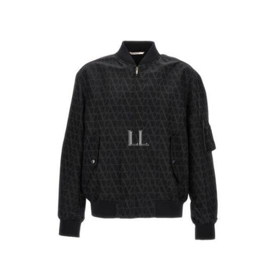 Valentino Garavani Tonal Pattern Bomber Jacket With Flap Pockets